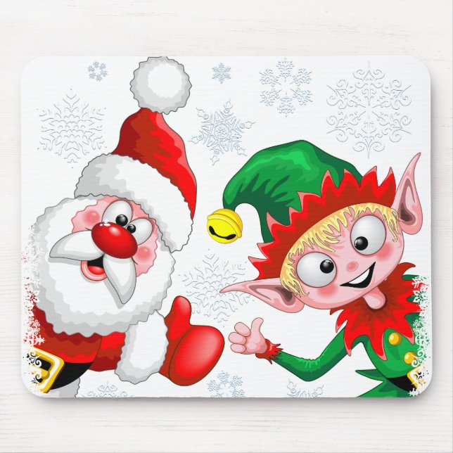 Tapis De Souris Les personnages de Noël de père Noël et Elf (Devant)