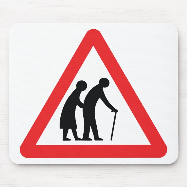 Tapis De Souris Les personnes âgées de PRÉCAUTION - poteau de (Devant)