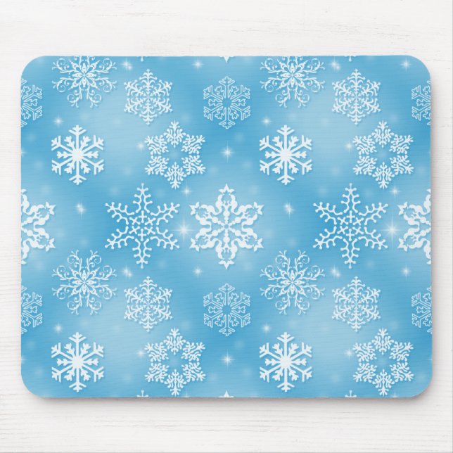 Tapis De Souris Les Snowflakes Sur Aqua (Devant)