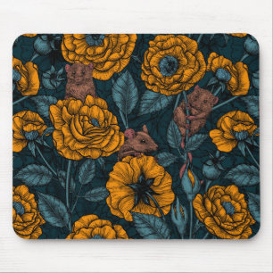 Tapis De Souris Les souris font la fête en orange et bleu