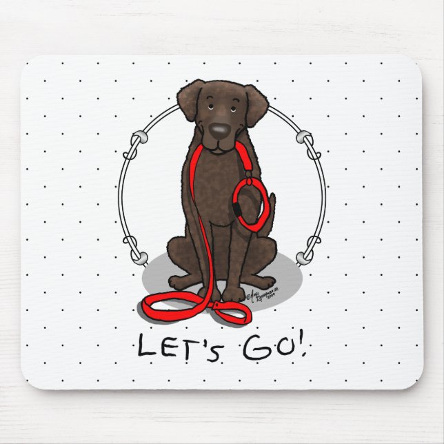 Tapis De Souris Let's Go! Walk Curly-Coated Retriever Dog (liver) (Devant)