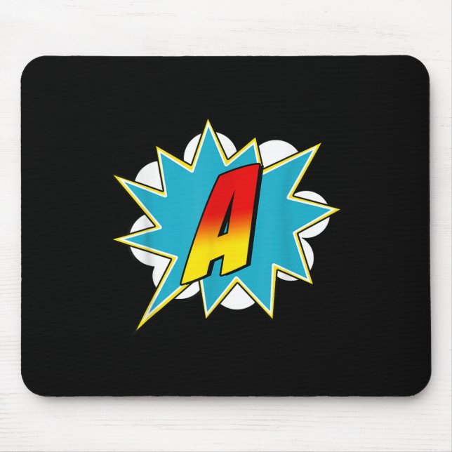 Tapis De Souris Letter A Superhero Name Comic Letter Retro Costume (Devant)