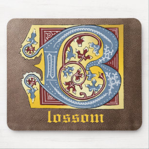 TAPIS DE SOURIS LETTRE BLEUE BLEUE ET ROUGE BLEUE B ÉCLAIRÉE