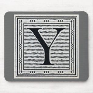 Tapis De Souris Lettre bloc "Y" Woodblock Inital