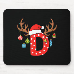 Tapis De Souris Lettre D Monogramme de Noël Alphabet Initial Ornem