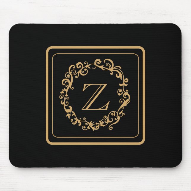 TAPIS DE SOURIS LETTRE DE CONSTRUCTION DE FRONTIÈRE D'OR NOIR (Devant)