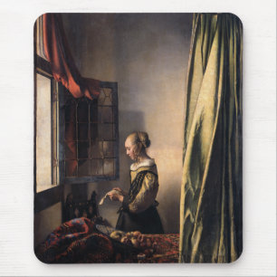 Tapis De Souris Lettre de lecture de fille de Vermeer à la fenêt