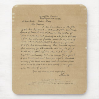 Tapis De Souris Lettre du Président Abraham Lincoln à Mme Bixby