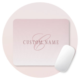 Tapis De Souris Lettre élégante & monogramme Rose ombré