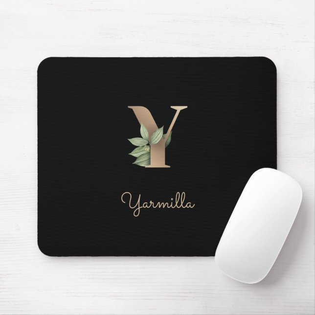 Tapis De Souris LETTRE Élégante MONOGRAPHIQUE BOtanique Y (Avec souris)