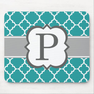 Tapis De Souris LETTRE MONOGRAPHIQUE BLEUE Turquoise P QUATREFIL