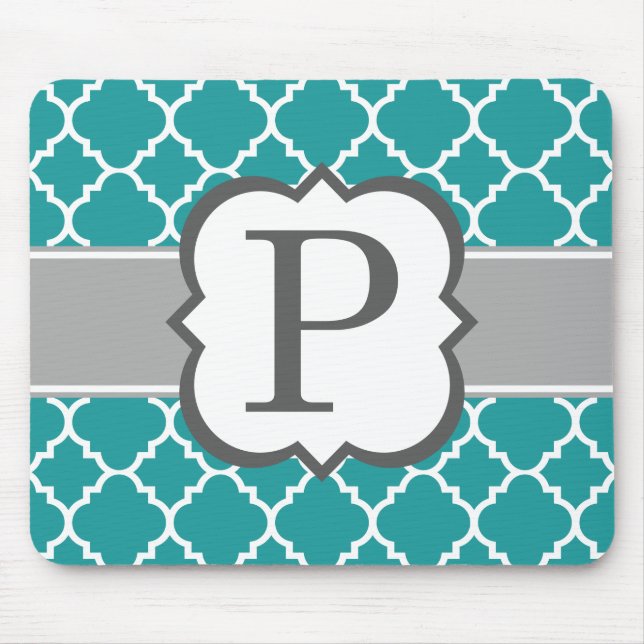 Tapis De Souris LETTRE MONOGRAPHIQUE BLEUE Turquoise P QUATREFIL (Devant)