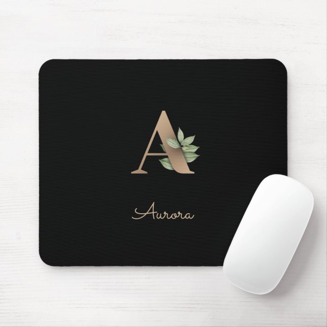 Tapis De Souris LETTRE MONOGRAPHIQUE BOtanique Élégante A (Avec souris)