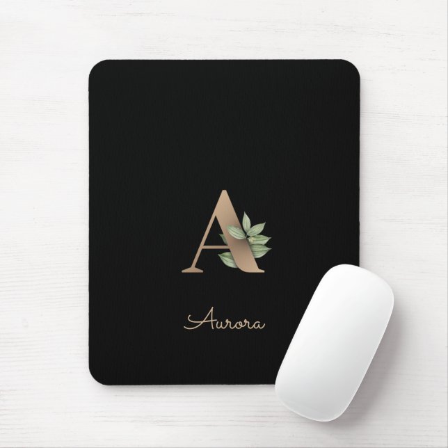Tapis De Souris LETTRE MONOGRAPHIQUE BOtanique Élégante A (Avec souris)