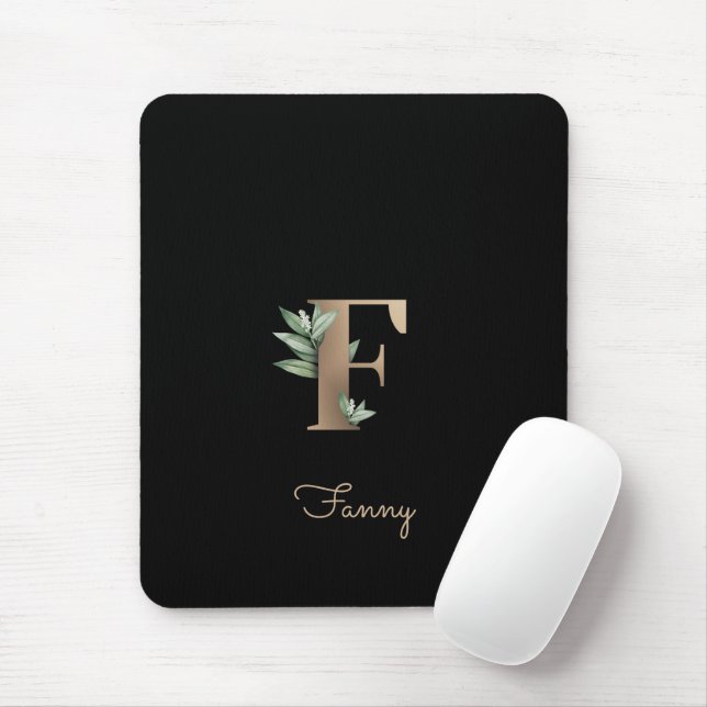 Tapis De Souris LETTRE MONOGRAPHIQUE BOtanique Élégante F (Avec souris)