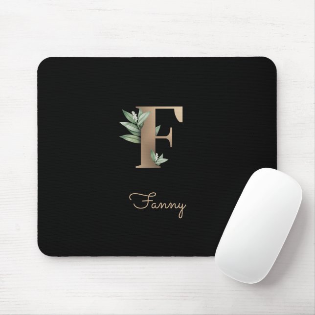Tapis De Souris LETTRE MONOGRAPHIQUE BOtanique Élégante F (Avec souris)