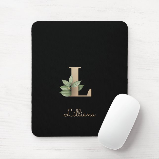 Tapis De Souris LETTRE MONOGRAPHIQUE BOtanique Élégante L (Avec souris)