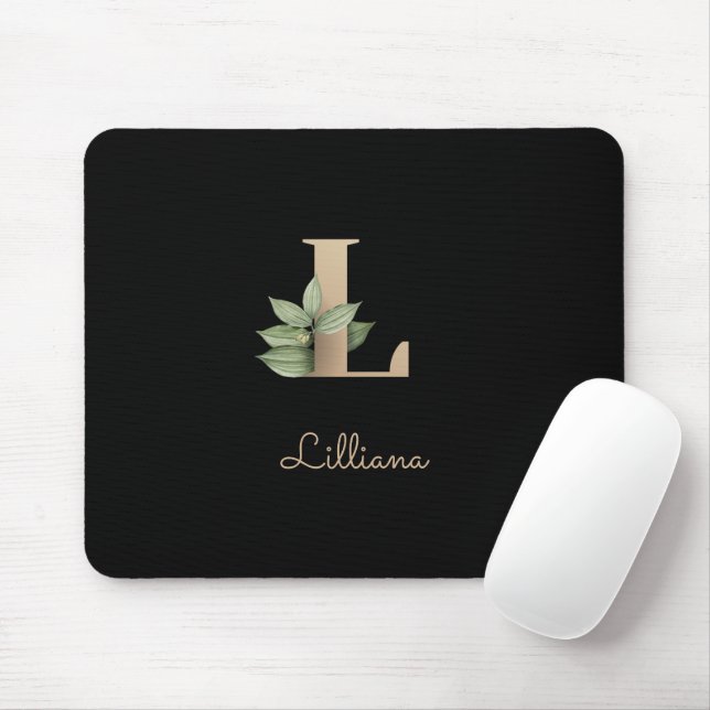 Tapis De Souris LETTRE MONOGRAPHIQUE BOtanique Élégante L (Avec souris)