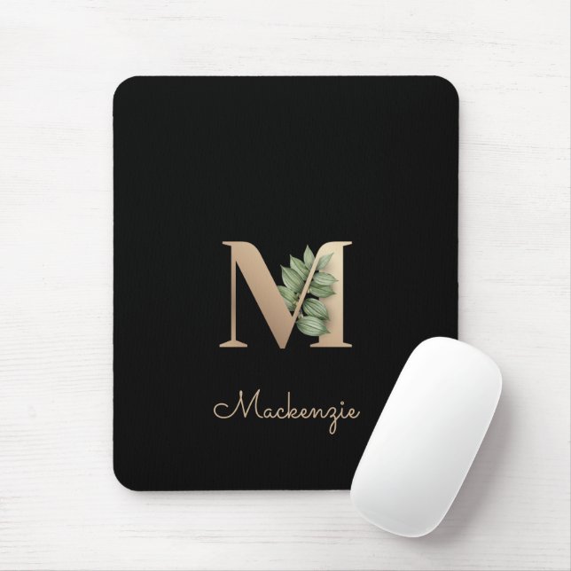 Tapis De Souris LETTRE MONOGRAPHIQUE BOtanique Élégante M (Avec souris)