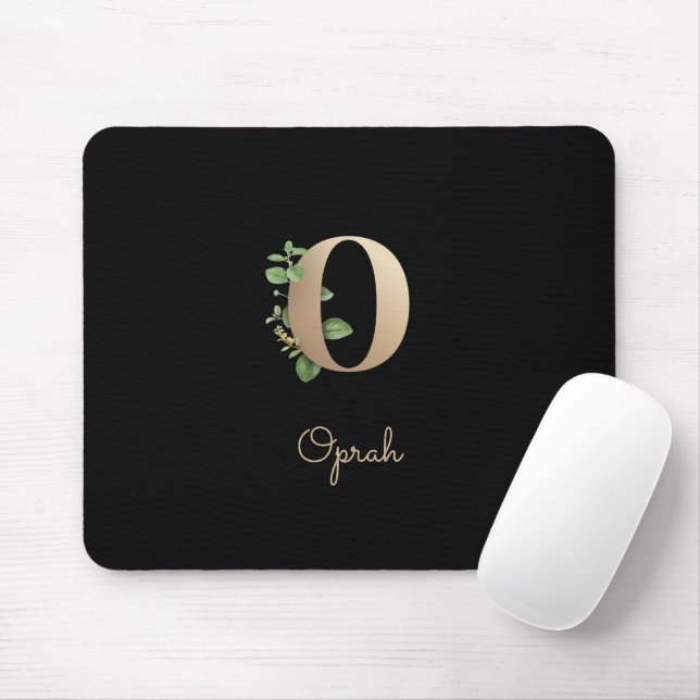 Tapis De Souris LETTRE MONOGRAPHIQUE BOtanique Élégante O (Avec souris)