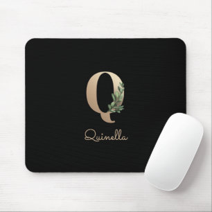 Tapis De Souris LETTRE MONOGRAPHIQUE BOtanique Élégante Q