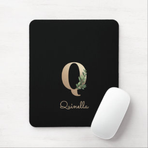 Tapis De Souris LETTRE MONOGRAPHIQUE BOtanique Élégante Q Pad sour