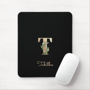 Tapis De Souris LETTRE MONOGRAPHIQUE BOtanique Élégante T Pad sour