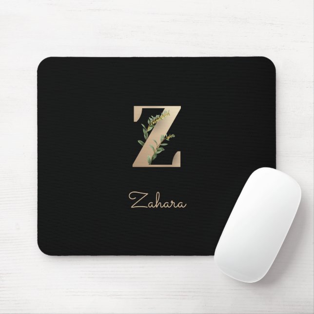Tapis De Souris LETTRE MONOGRAPHIQUE BOtanique Élégante Z (Avec souris)