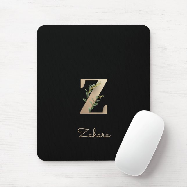 Tapis De Souris LETTRE MONOGRAPHIQUE BOtanique Élégante Z CARTE DE (Avec souris)