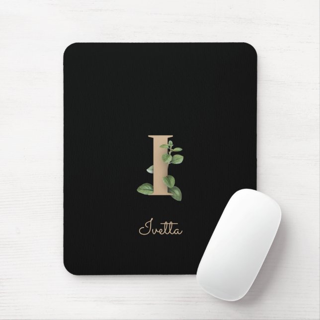 Tapis De Souris LETTRE MONOGRAPHIQUE BOtanique I Élégante (Avec souris)