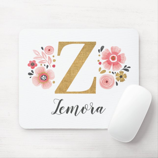 Tapis De Souris LETTRE MONOGRAPHIQUE Fille Rose (Avec souris)