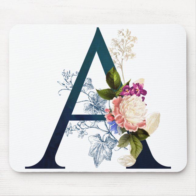 Tapis De Souris LETTRE MONOGRAPHIQUE Florale A (Devant)