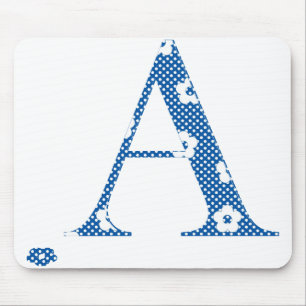 Tapis De Souris LETTRE Motif Fleur A(bleu)
