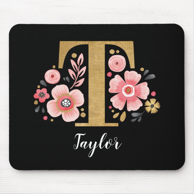 TAPIS DE SOURIS LETTRE PLEINE CHAÎNE MONOGRAPHIQUE INITIALE ROSE N (Devant)