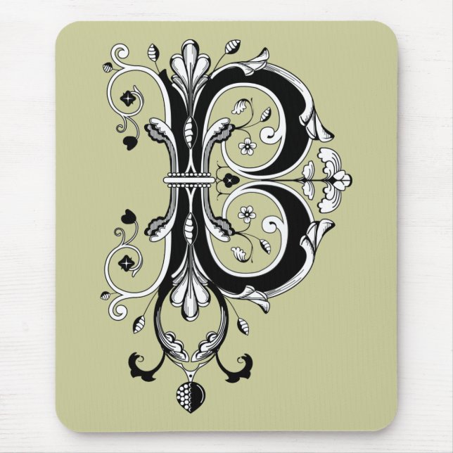 Tapis De Souris Lettre rococo B de monogramme (Devant)