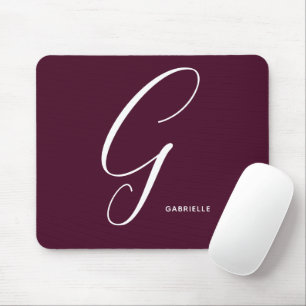 Tapis De Souris Lettre script monogramme simple G Bourgogne