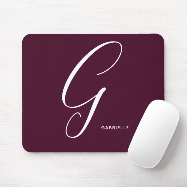 Tapis De Souris Lettre script monogramme simple G Bourgogne (Avec souris)