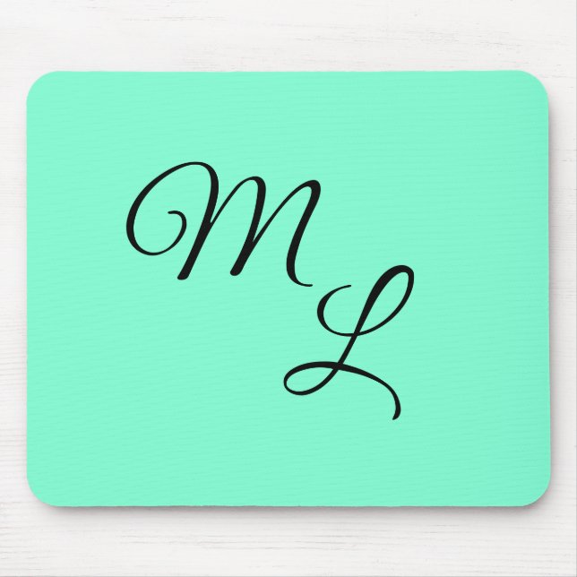 Tapis De Souris Lettres de grâce : Noir sur Mint Green (Devant)
