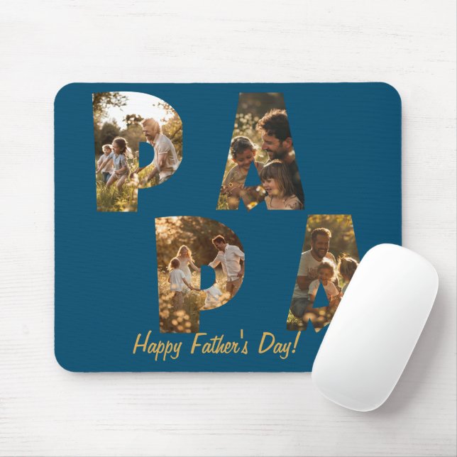 Tapis De Souris Lettres découpées PAPA I Bleu (Avec souris)