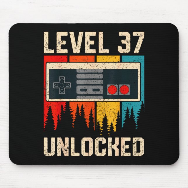 Tapis De Souris Level 37 Unlocked Video Game Controller Birthday M (Devant)