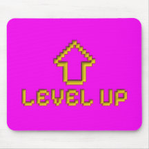 Tapis de souris Level Up Retro Pixel Art Rose Élec