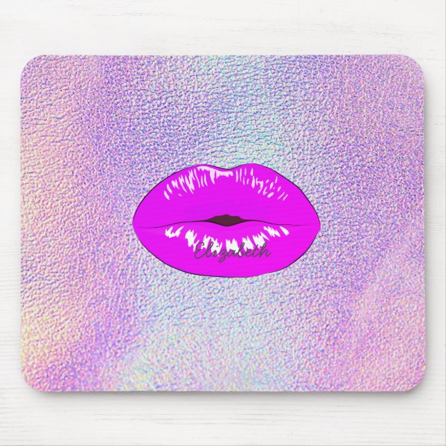 Tapis De Souris Lèvres Cool adorables, Holographique (Devant)