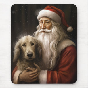Tapis De Souris Lévrier Afghan avec le Père Noël Festive Noël