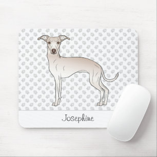 Tapis De Souris Lévrier Italien Crème Chien Mignon Avec Nom Person