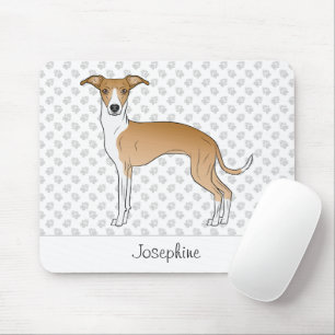 Tapis De Souris Lévrier Italien Fauve Et Blanc Avec Nom Personnali