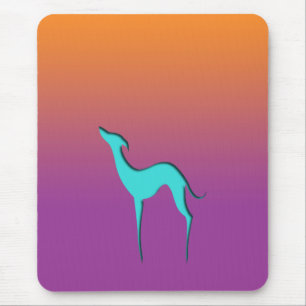 Tapis De Souris Lévrier Whippet chien bleu orange violet ombré