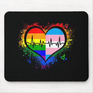 Tapis De Souris LGBT Hearbeat EKG Shirt Gay Lesbian Transgenre L