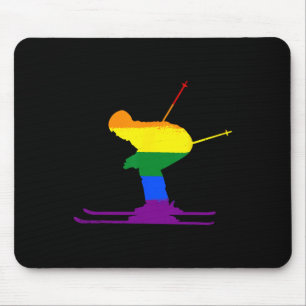 Tapis De Souris Lgbt Rainbow Drapeau Skier Skier Ski Gay pride Lov