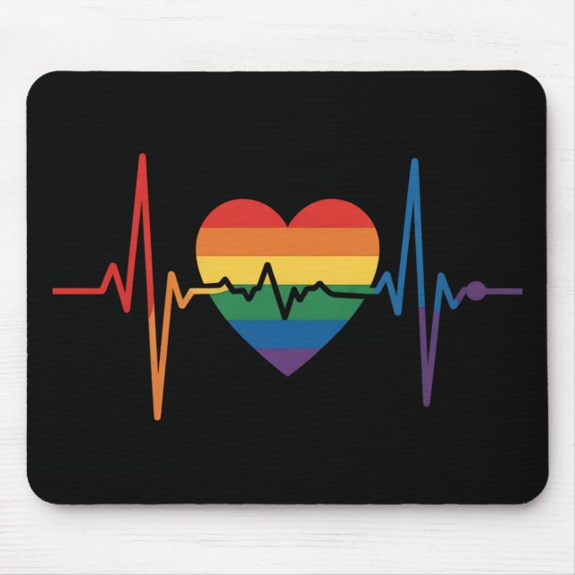 Tapis De Souris LGBTQ Heartbeats Heartbeats Pride Gay Lesbian Tran (Devant)