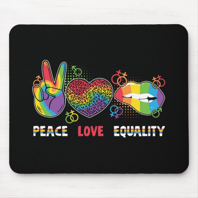 Tapis De Souris LGBTQ - Paix, Amour, Égalité - Couleurs Arc-en-cie (Devant)